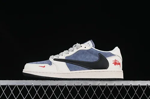All Categories Air Jordan Jordan Series Basketball Shoes Air Jordan 1 Low High-end Customized Low-top Sneakers Travis Scott x Fragment Design x Air Jordan 1 Low OG SP Joe 1 Stusi Co-branded Off-white Gray Black Hook Low-top Cultural Casual Sneakers XZ6188-578
